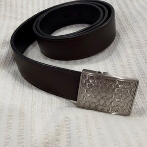 Reversible Silver Buckle Brown and Black Leather Belt (Size 34)